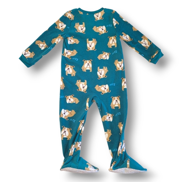 Carter's Boys Fleece Zip-up Footed Pajamas Bulldog Theme 3T - Picture 2 of 8